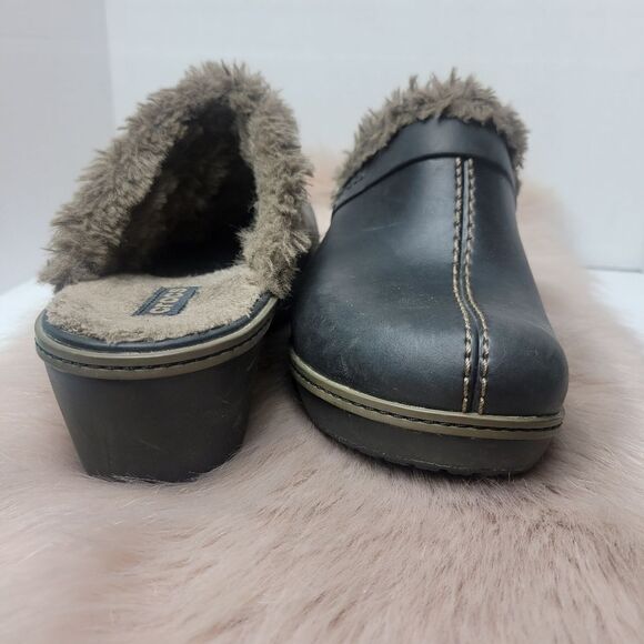 Crocs Cobbler Eva Fur Lined Clog Mule Heels Split Toe Black Women’s 8 - Picture 7 of 10